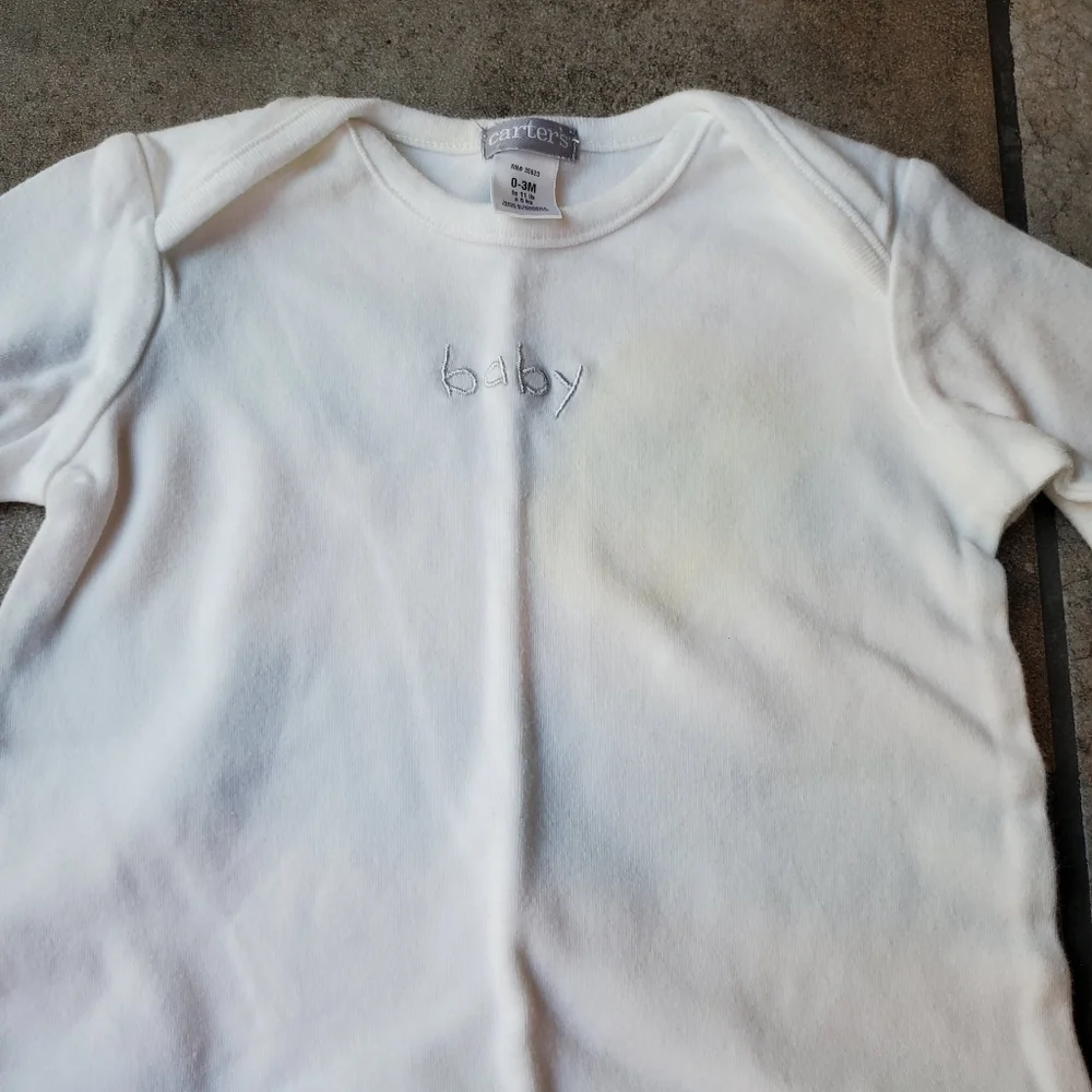 Carters 2 Cotton Sleepers Sleep Sack White Vintage Baby Gender Neutral 0-3M VTG